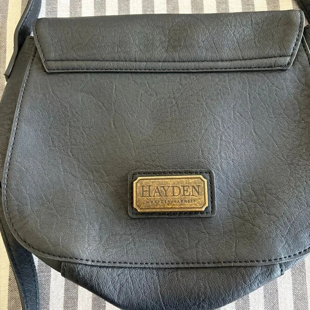 Hayden Harnett Crossbody Bag Black Faux Leather